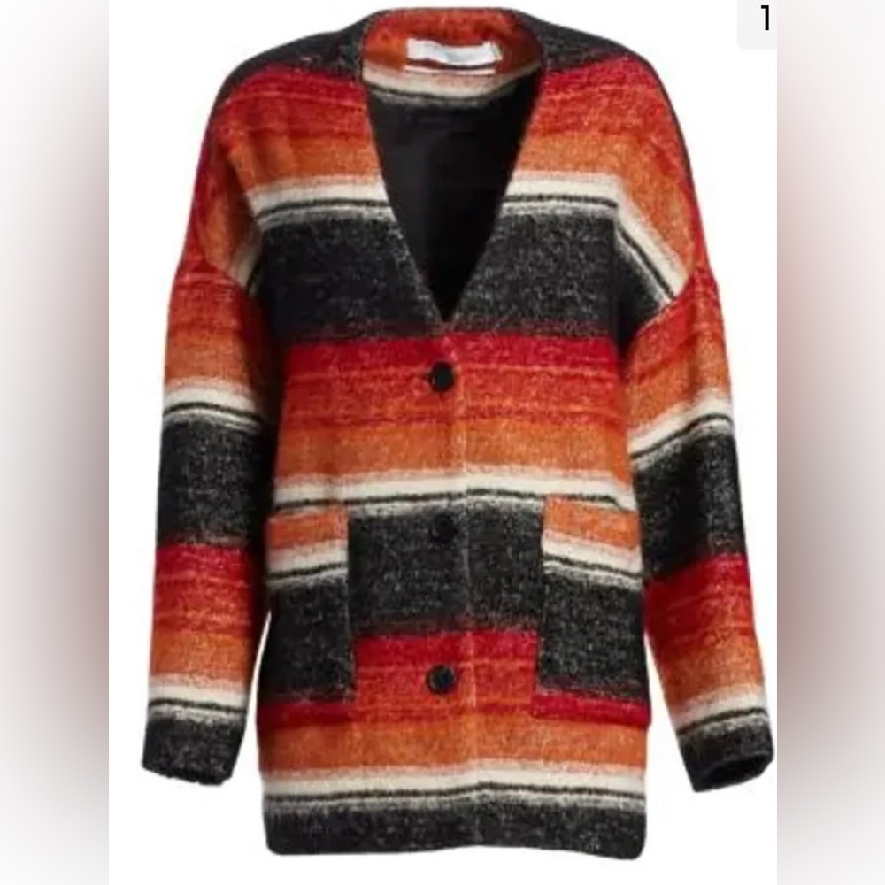 IRO Paris Passion Shacket Jacket Striped Cotton/Mohair/Alpaca/Wool Sz XS (EU 32)